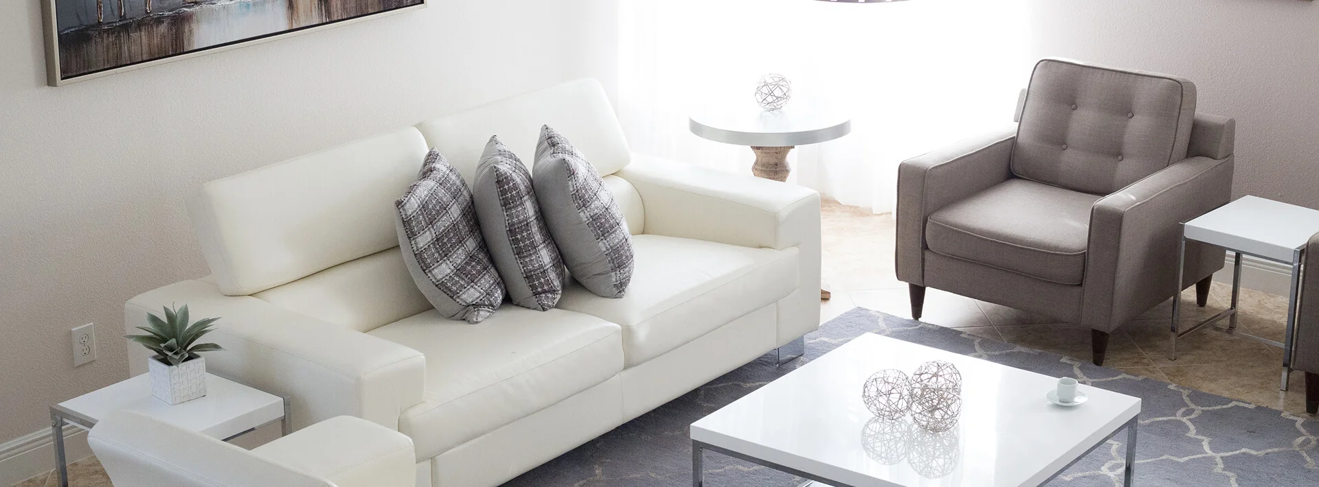 monochrome living room interior design with sofa