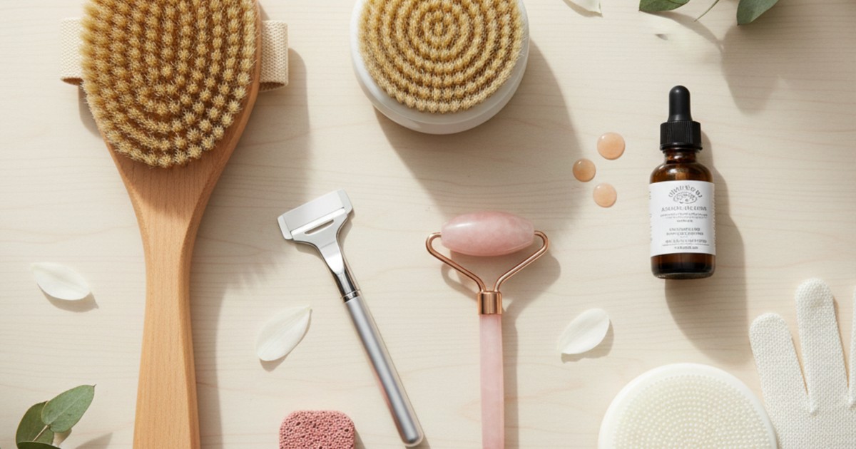 physical exfoliation tools kit dry brushes loofah